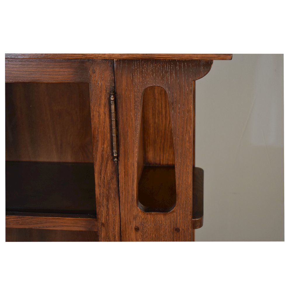 Mission Double Door Bookcase with Side Shelves - Walnut (W1). Picture 5