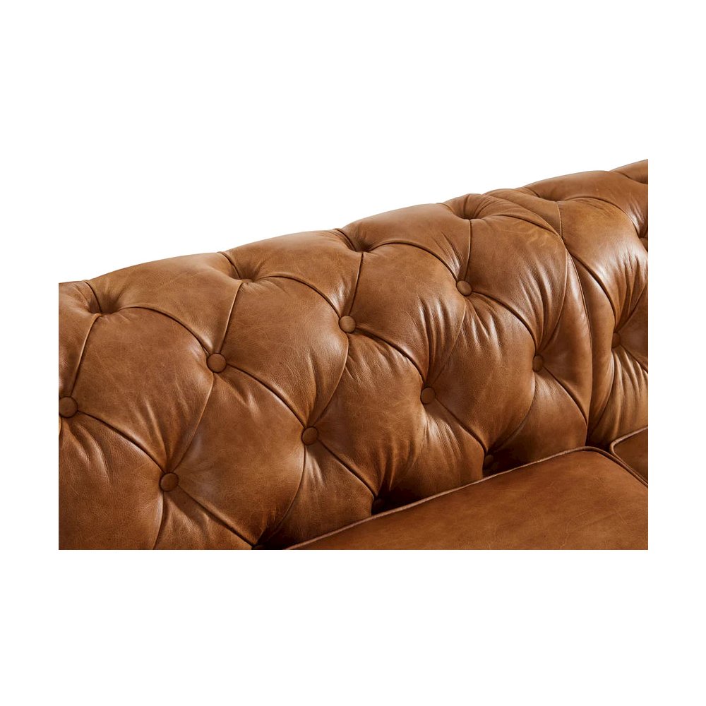Century Chesterfield Sofa - Light Chestnut Leather - 118". Picture 2