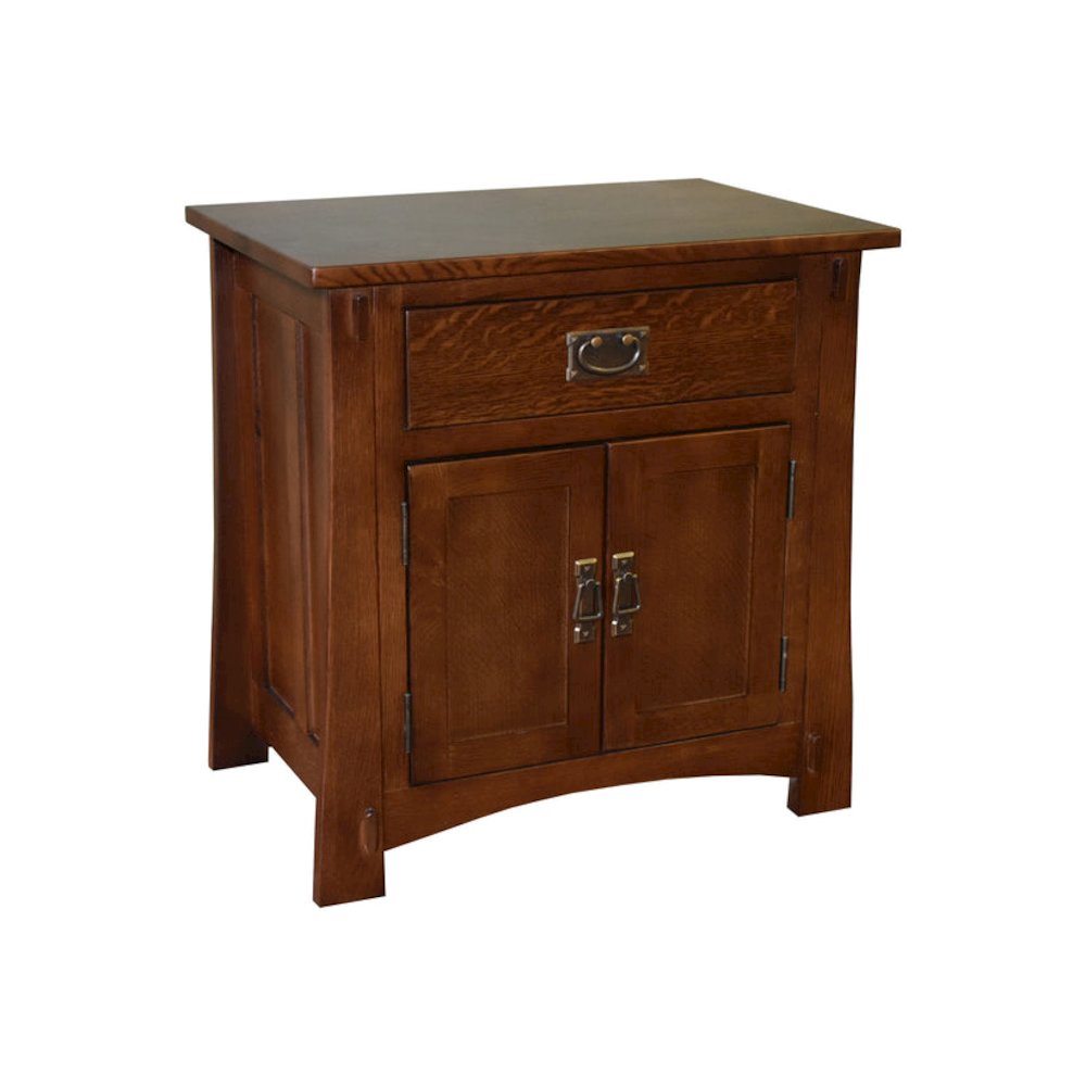 Mission Style Solid Oak Nightstand Model A3 - Walnut. Picture 1