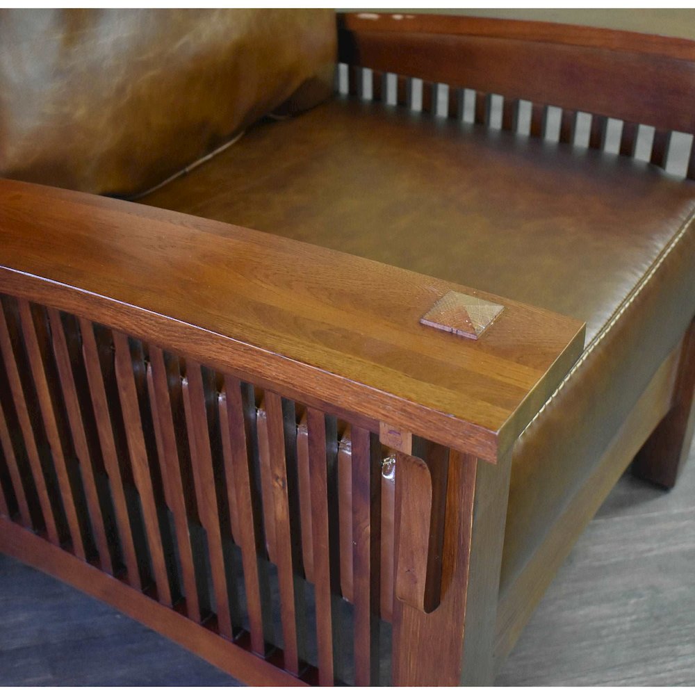 Craftsman / Mission Morris Arm Chair and Ottoman Set - Chestnut. Picture 4