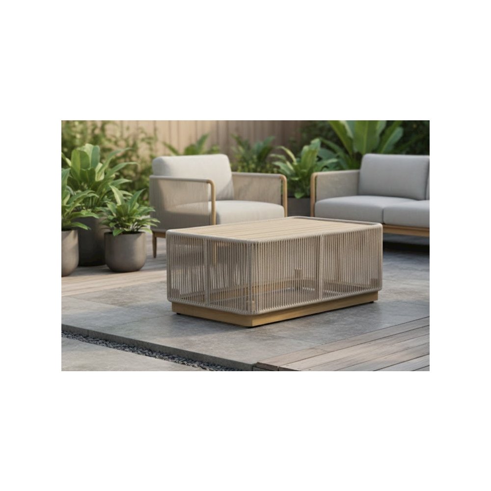 Alpine Teak outdoor collection Beige Rope Coffee table. Picture 1