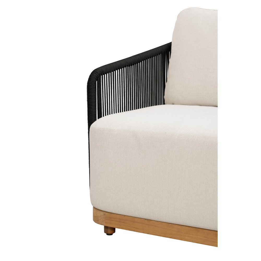 Alpine Teak Wood Outdoor Loveseat with Black Rope Design. Picture 7
