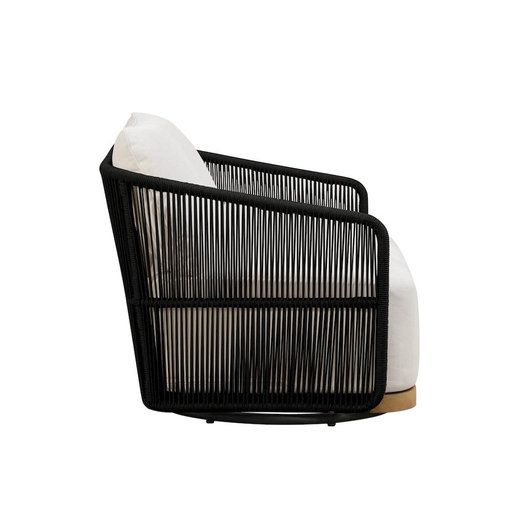 Alpine Teak Wood Modern Swivel Outdoor Arm Chair – Black. Picture 2
