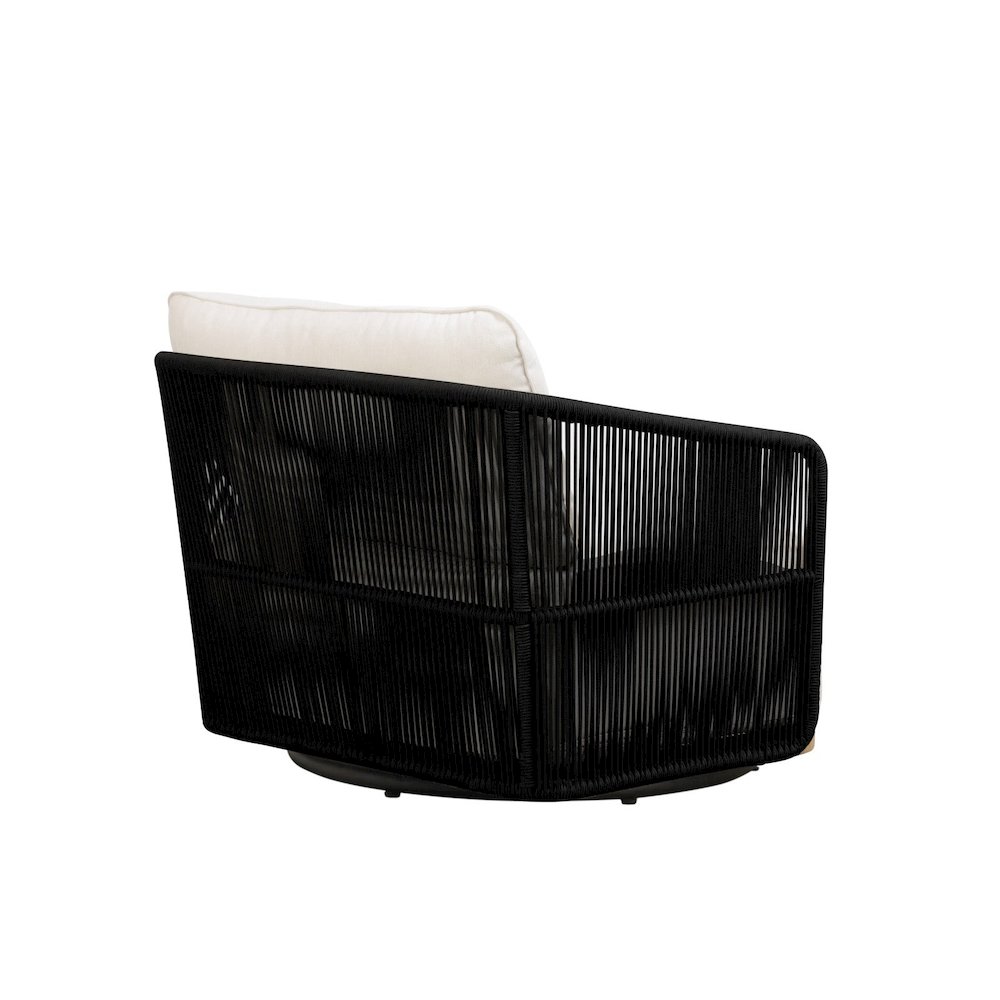 Alpine Teak Wood Modern Swivel Outdoor Arm Chair – Black. Picture 4