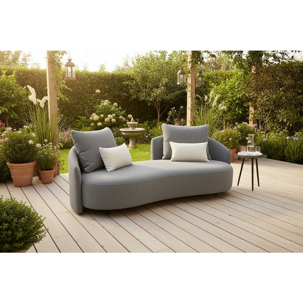 Serene Outdoor Modern Sofa - 83",  Gray Bouclé All-Weather. Picture 9