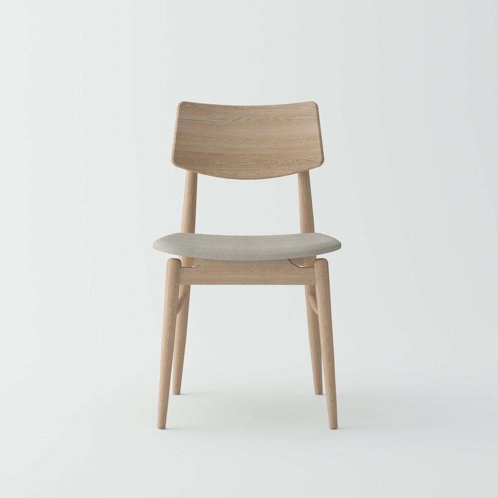 Set of 4 Isabella Mid-Century Dining chair - Solid Oak Wood and Fabric seat. Picture 3