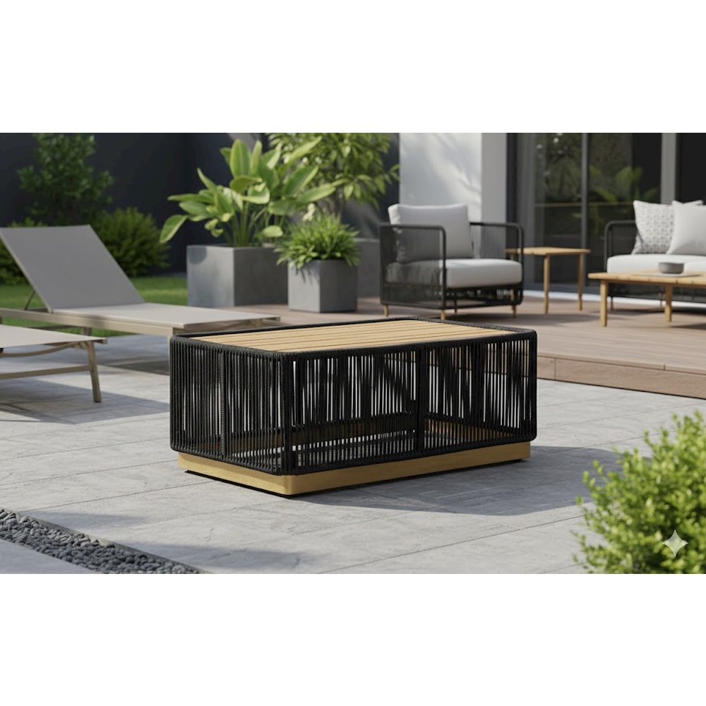 Alpine Teak outdoor collection Black Rope Coffee table. Picture 3