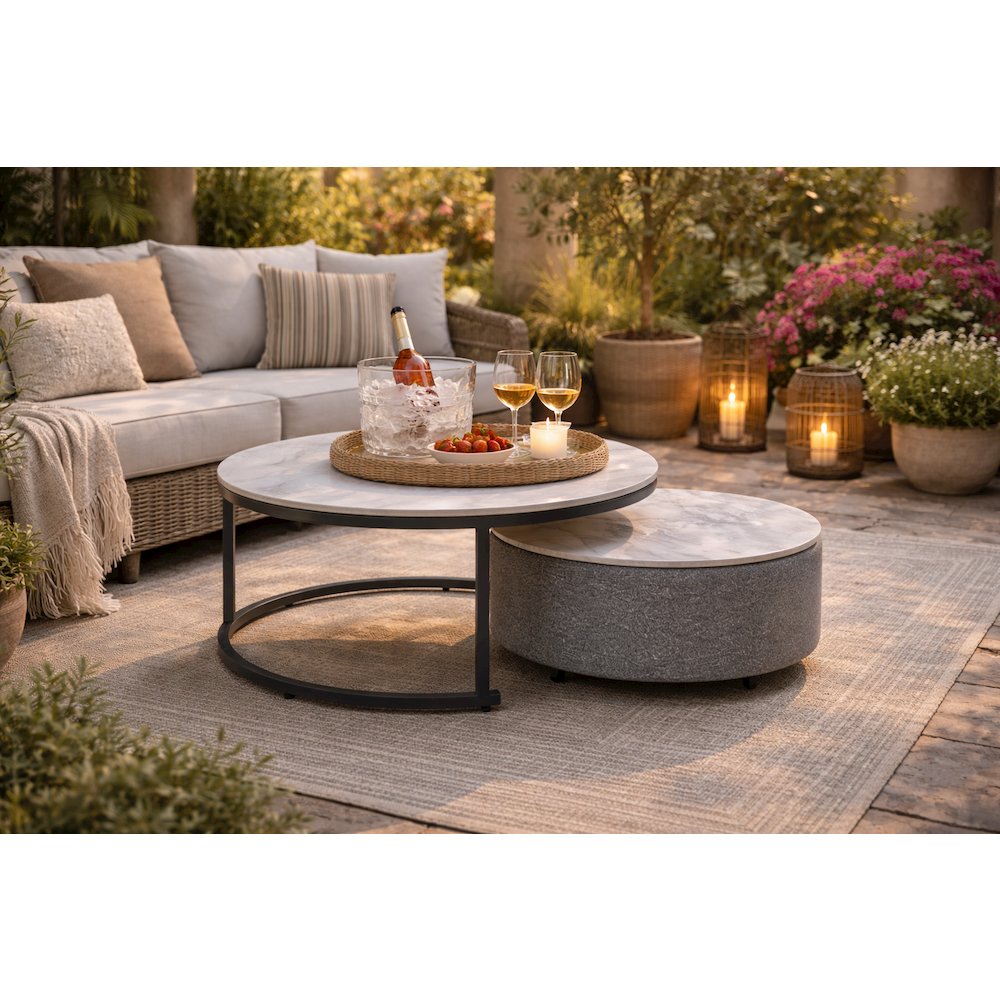 Serene Outdoor Modern Outdoor Coffee Table - Grey. Picture 2