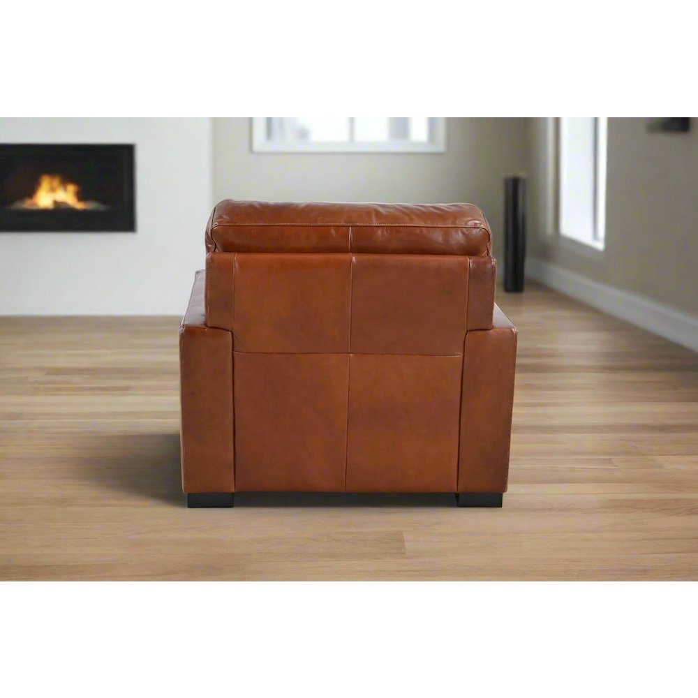 Claudette Top Grain Leather Arm Chair - Chestnut. Picture 3