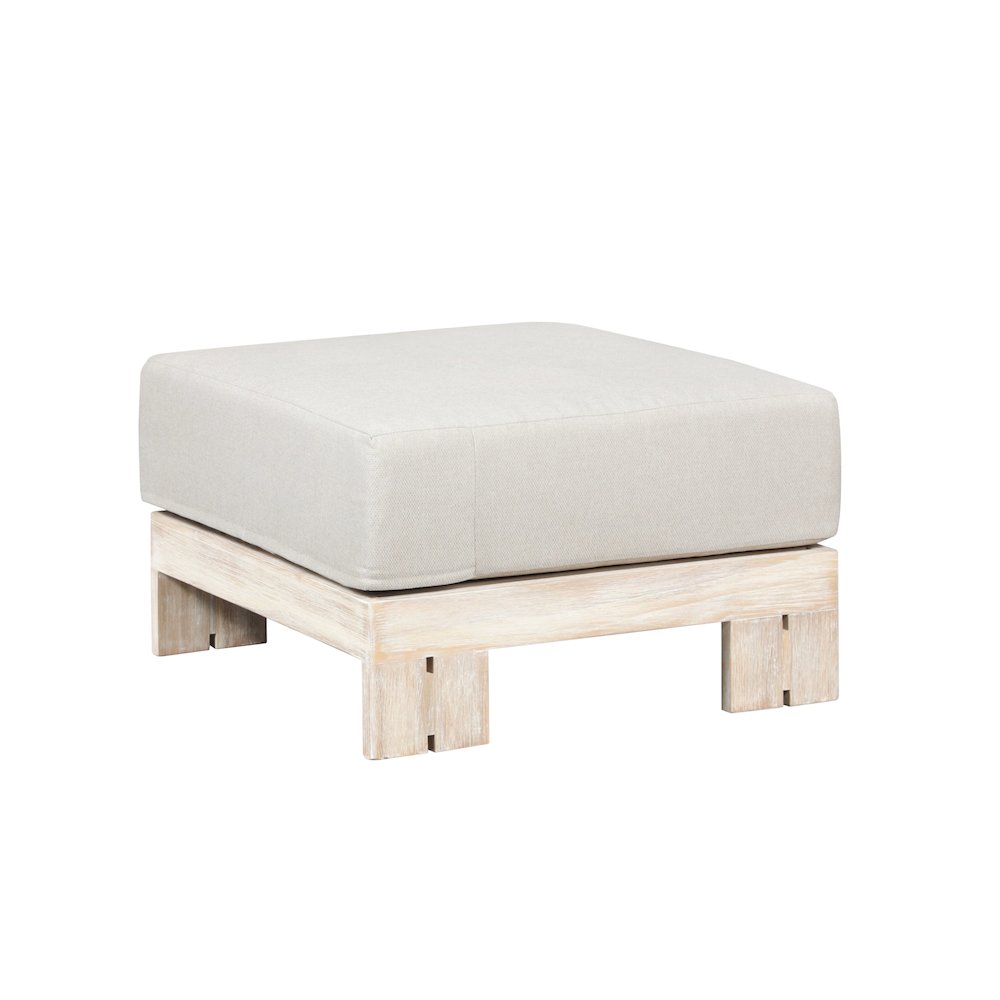 Paradiso Outdoor Teak Natural Look Ottoman - Gray Fabric. Picture 2