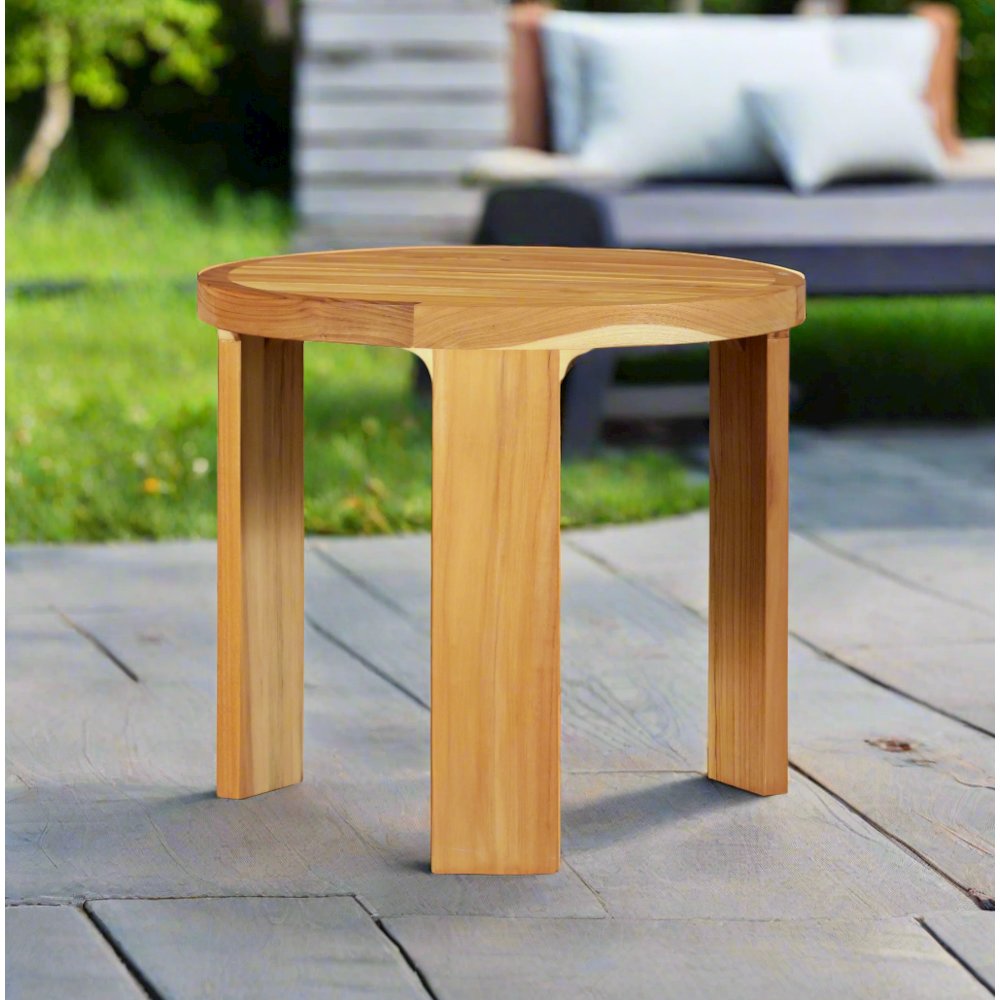 Eclipse Outdoor Solid Teak Wood End Table. Picture 2