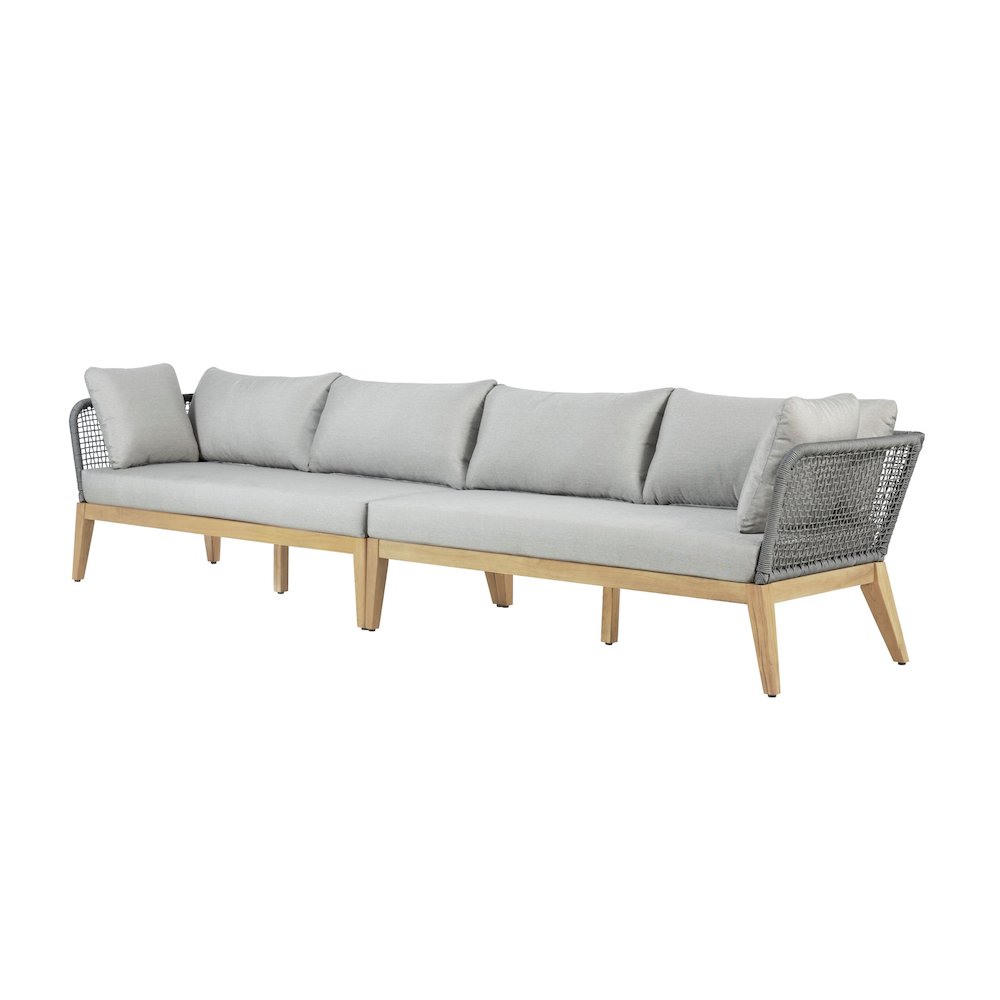 Cypress Teak Wood 128" Sofa with Gray Color Rope Design. Picture 2