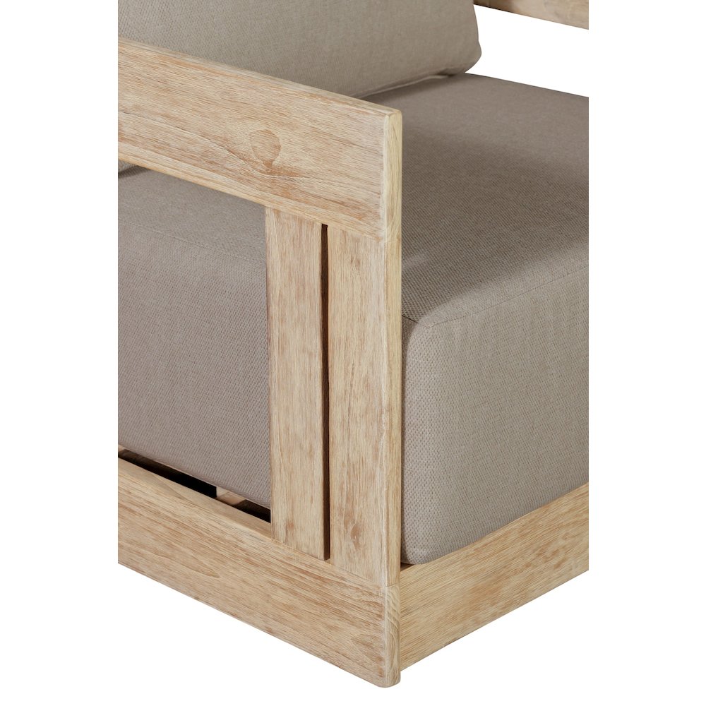 Paradiso Outdoor Teak Natural Look Revolving Chair - Gray Fabric. Picture 5