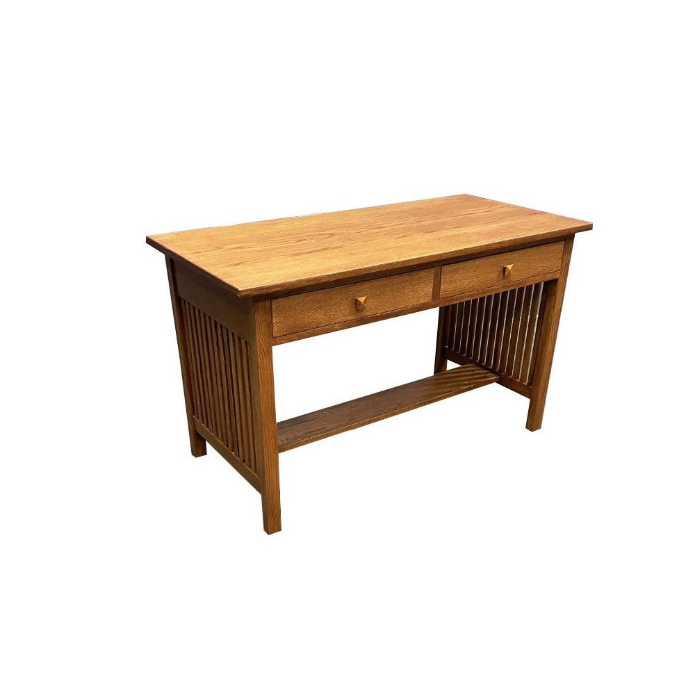 Mission / Arts and Crafts Solid Oak Writing Desk - 50 Inch - Michael's Cherry. Picture 1