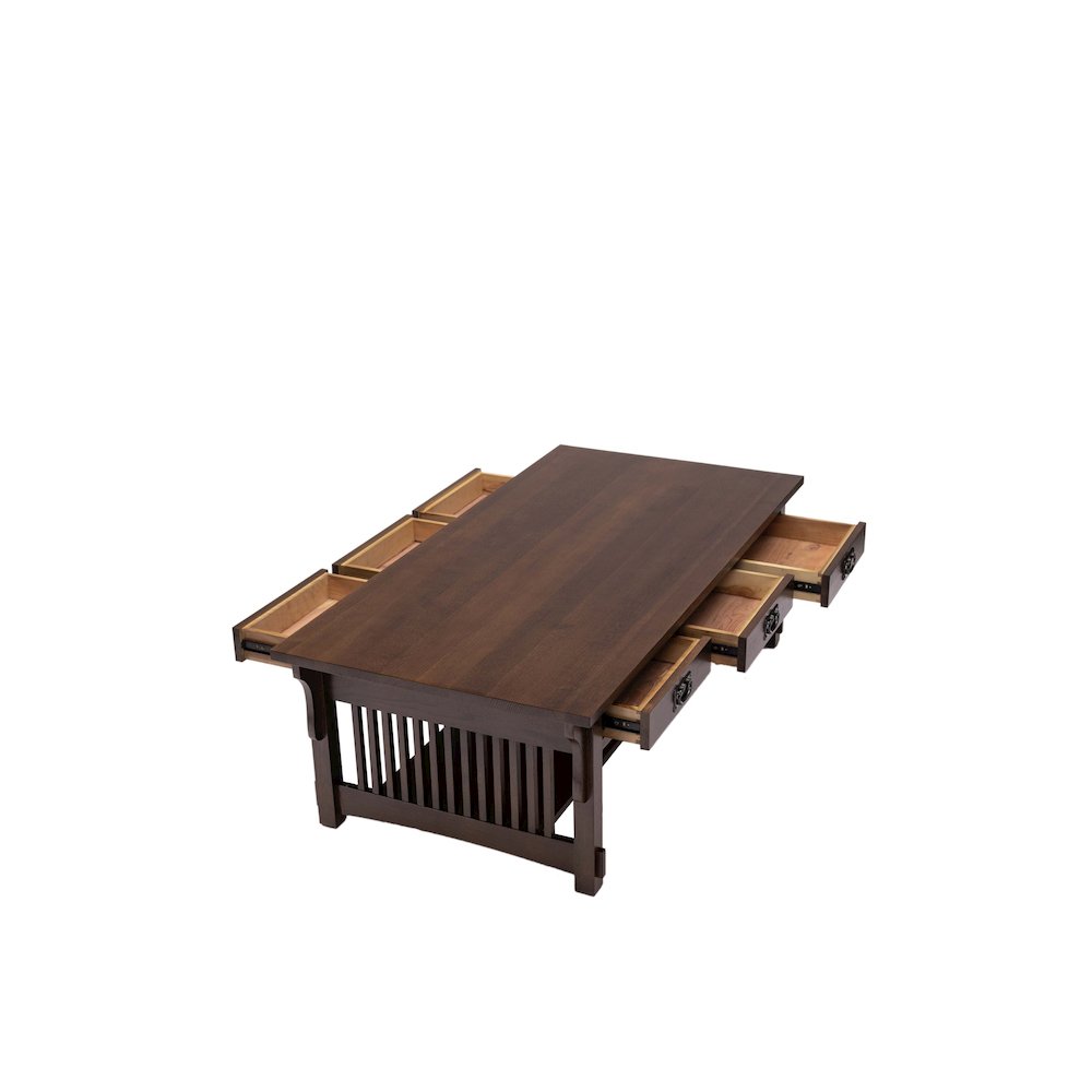 Mission Crofter Style 6 Drawer Coffee Table - Walnut. Picture 2