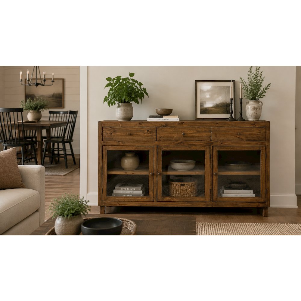 Rustic-Modern Solid Wood Bookcase & Cabinet - 84". Picture 6