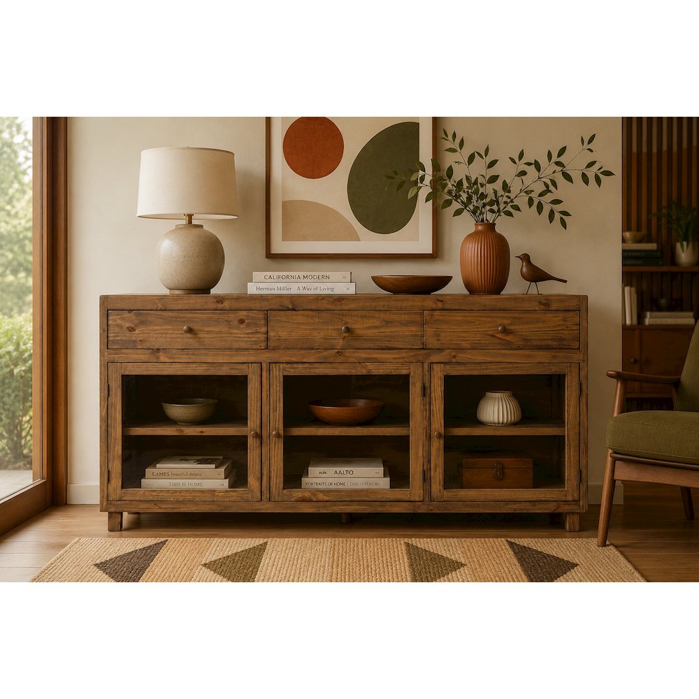 Rustic-Modern Solid Wood Bookcase & Cabinet - 84". Picture 2