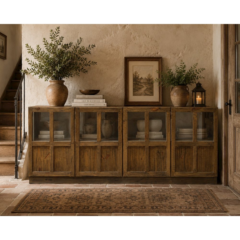 Rustic-Modern Solid Wood Sideboard, Cabinet - 91". Picture 2