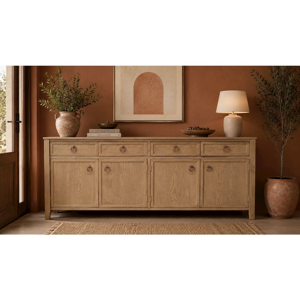 Rustic-Modern Distressed Black Solid Wood Sideboard, Cabinet. Picture 2