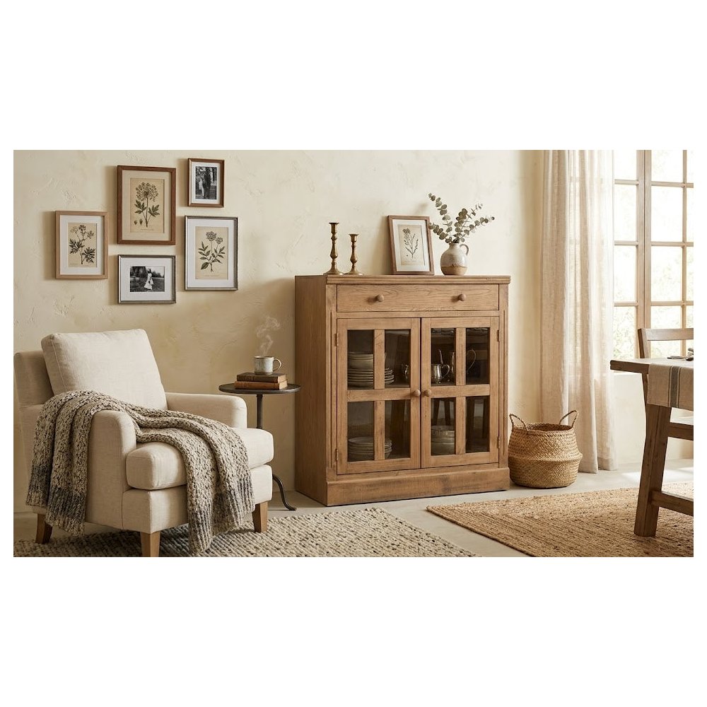Rustic Modern Farmhouse Bookcase & Cabinet – Solid Pine Wood. Picture 4