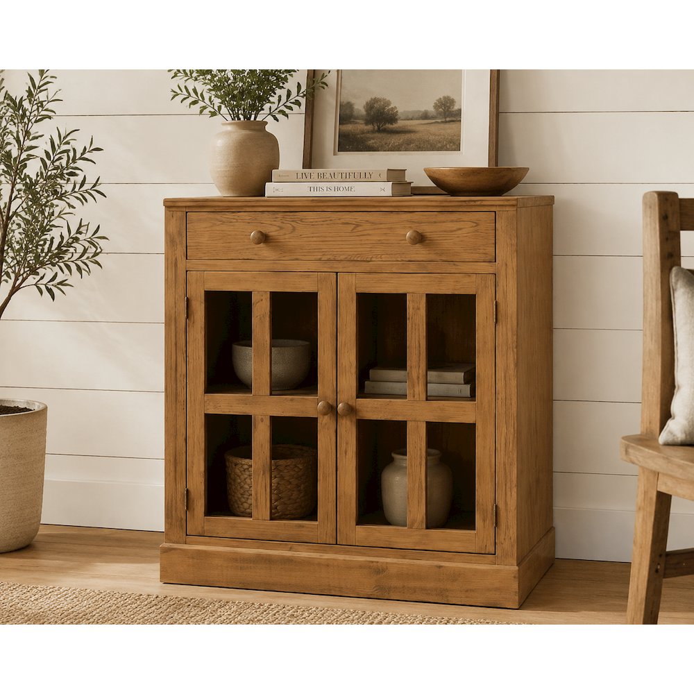Rustic Modern Farmhouse Bookcase & Cabinet – Solid Pine Wood. Picture 2
