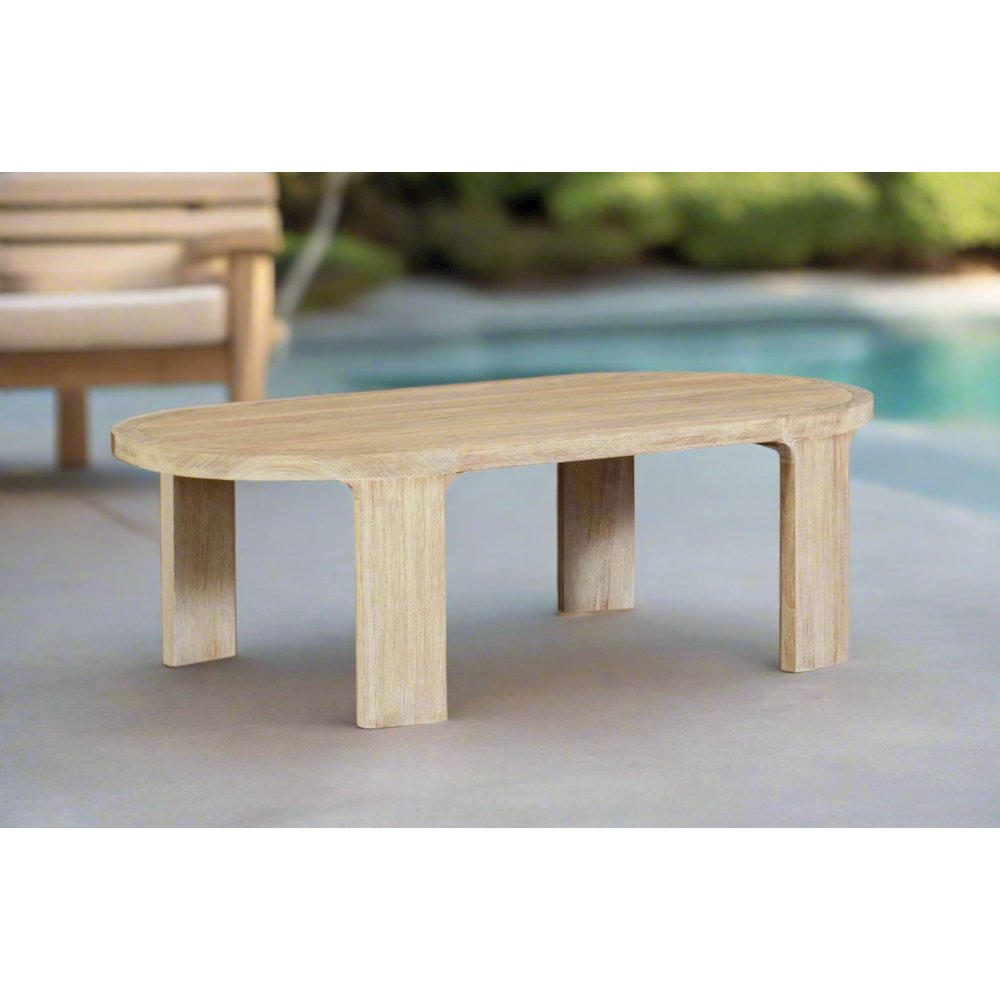 Eclipse Outdoor Solid Teak Wood Natural Look Coffee Table. Picture 2