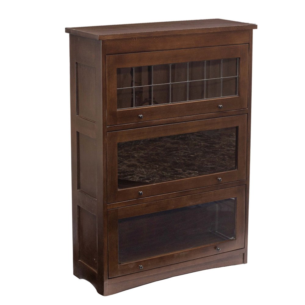 Mission Craftsman Style Oak Barrister Bookcase - 3 Stack - Walnut. Picture 1