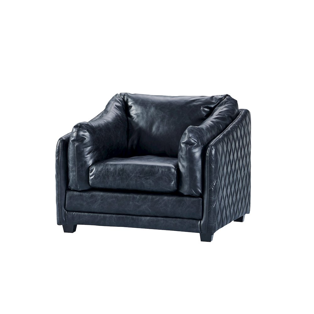Waco Rustic Modern Arm Chair - Slate Leather. Picture 2