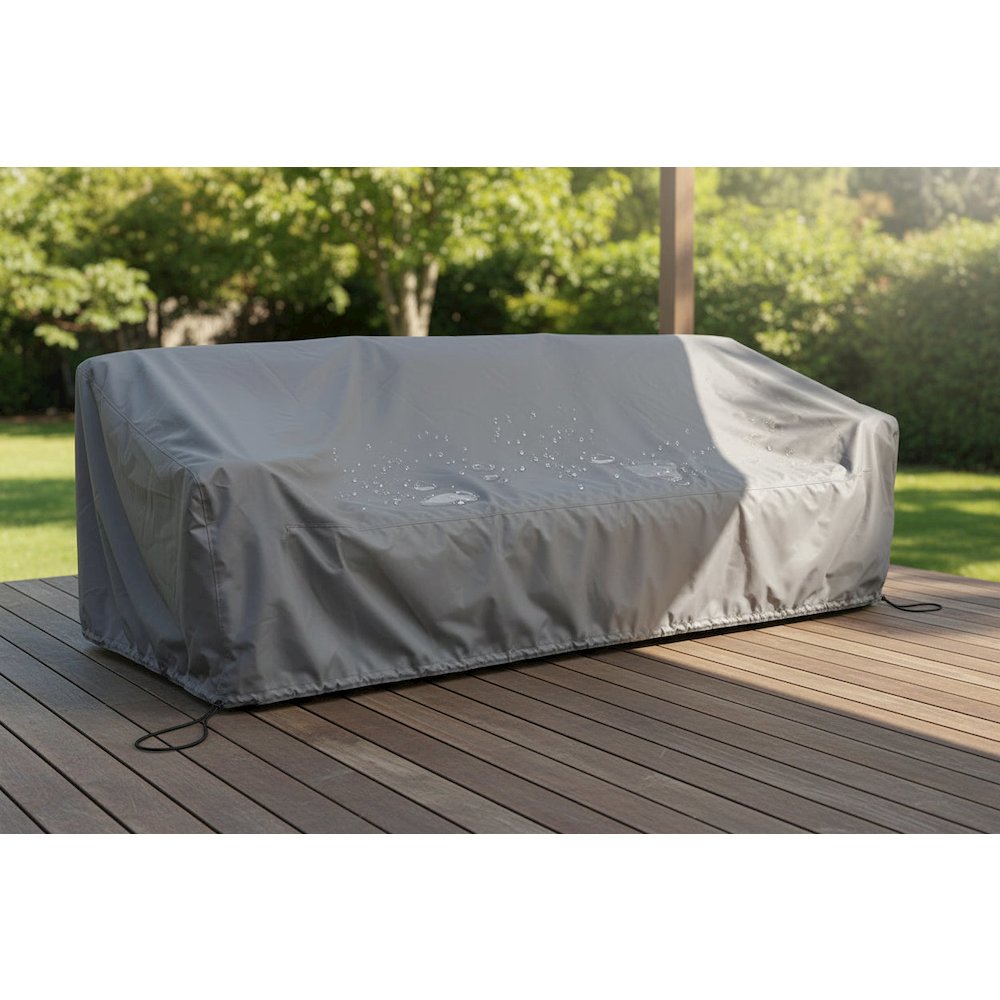 Serene Outdoor Modern Sofa 91" – Soft Gray Bouclé. Picture 4
