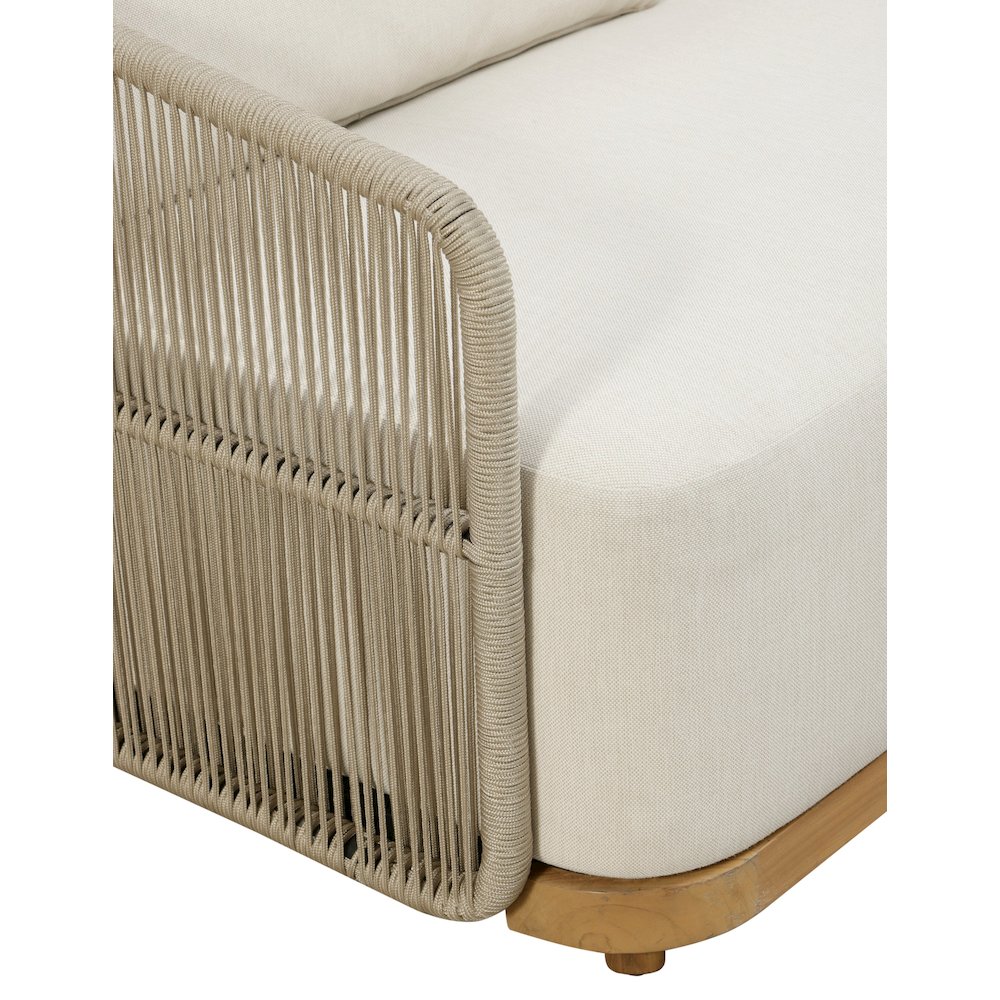 Alpine Teak Wood Outdoor Sofa with Biege Rope Design. Picture 2