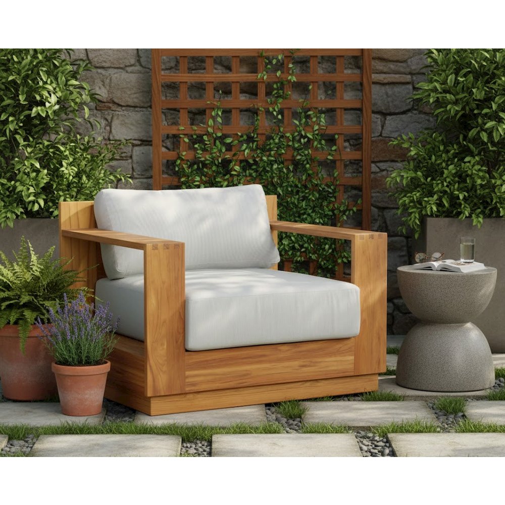 Imperial Grove Outdoor Solid Teak Wood Armchair. Picture 2