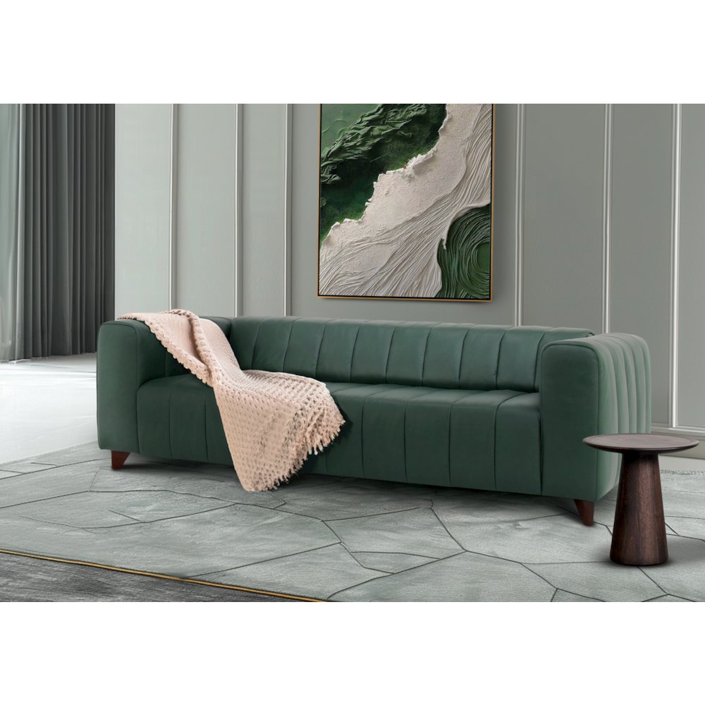 Octavia Top Grain Leather Sofa Green. Picture 2