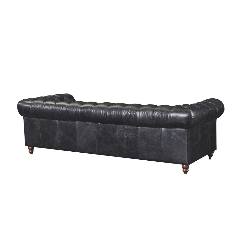 Century Chesterfield Sofa - Slate Leather. Picture 3
