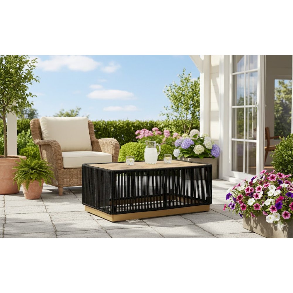 Alpine Teak outdoor collection Black Rope Coffee table. Picture 2