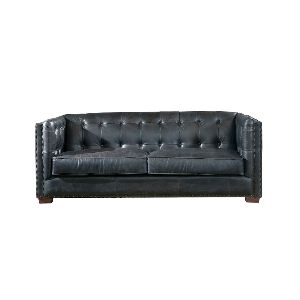Tuxedo Leather Sofa - Slate. Picture 1