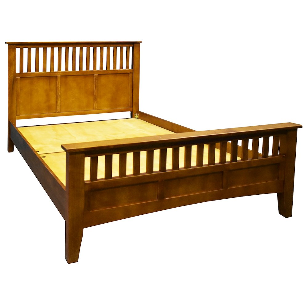 Mission Style Quarter Sawn Oak Bed With Slats - Michael's Cherry. Picture 2