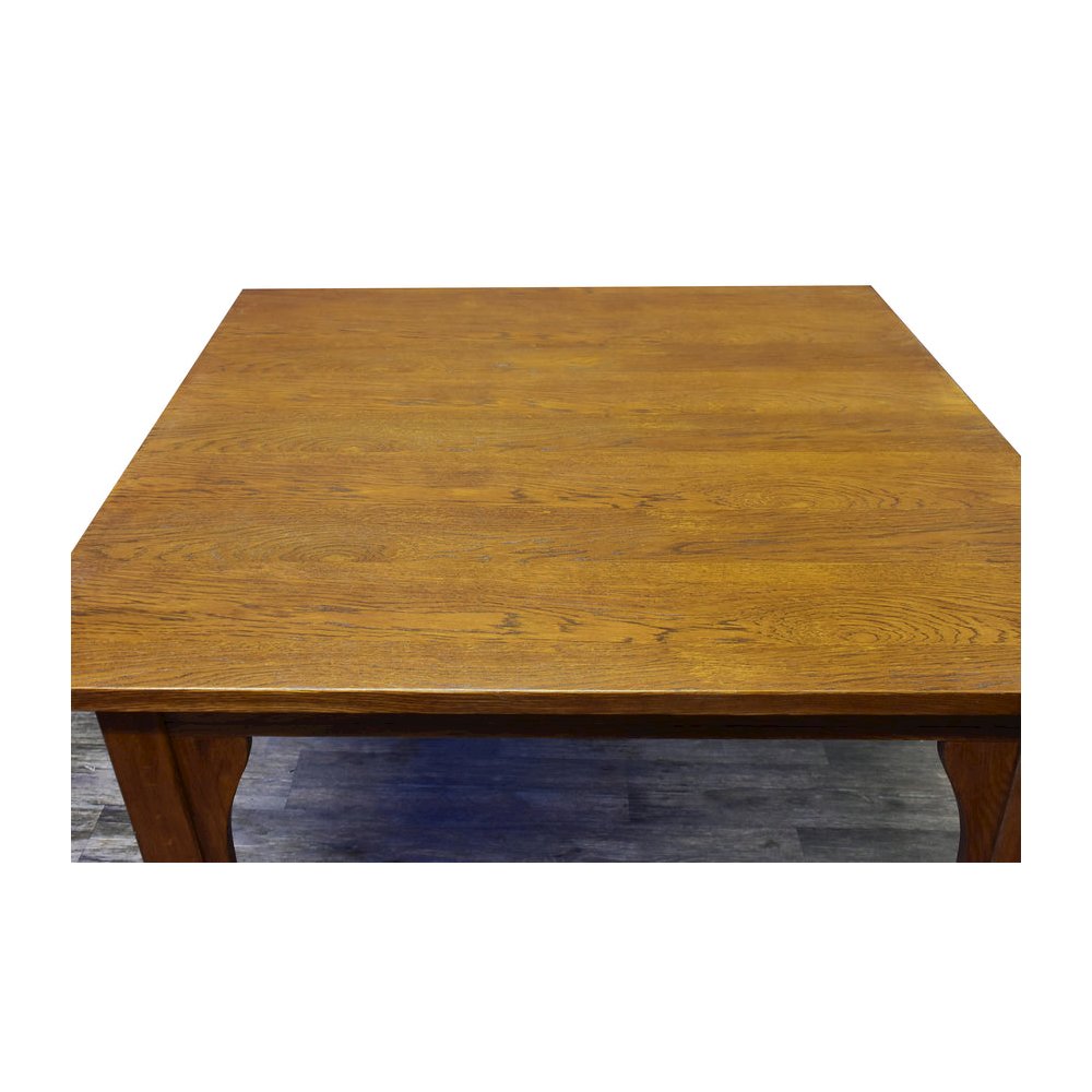 Mission Style White Oak Square Dining Table Walnut. Picture 3