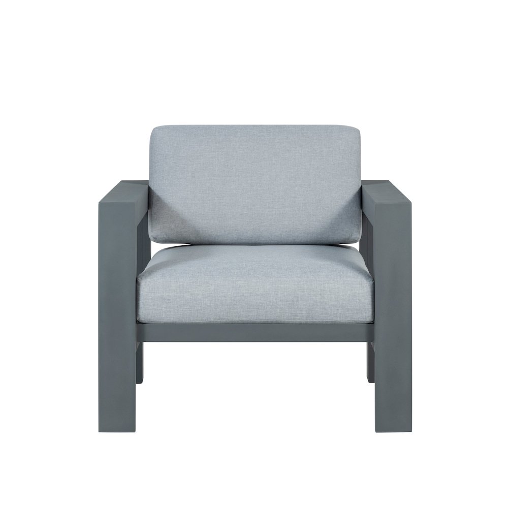 Sardinia Outdoor Arm Chair with Aluminum Metal Frame - Gray. Picture 3