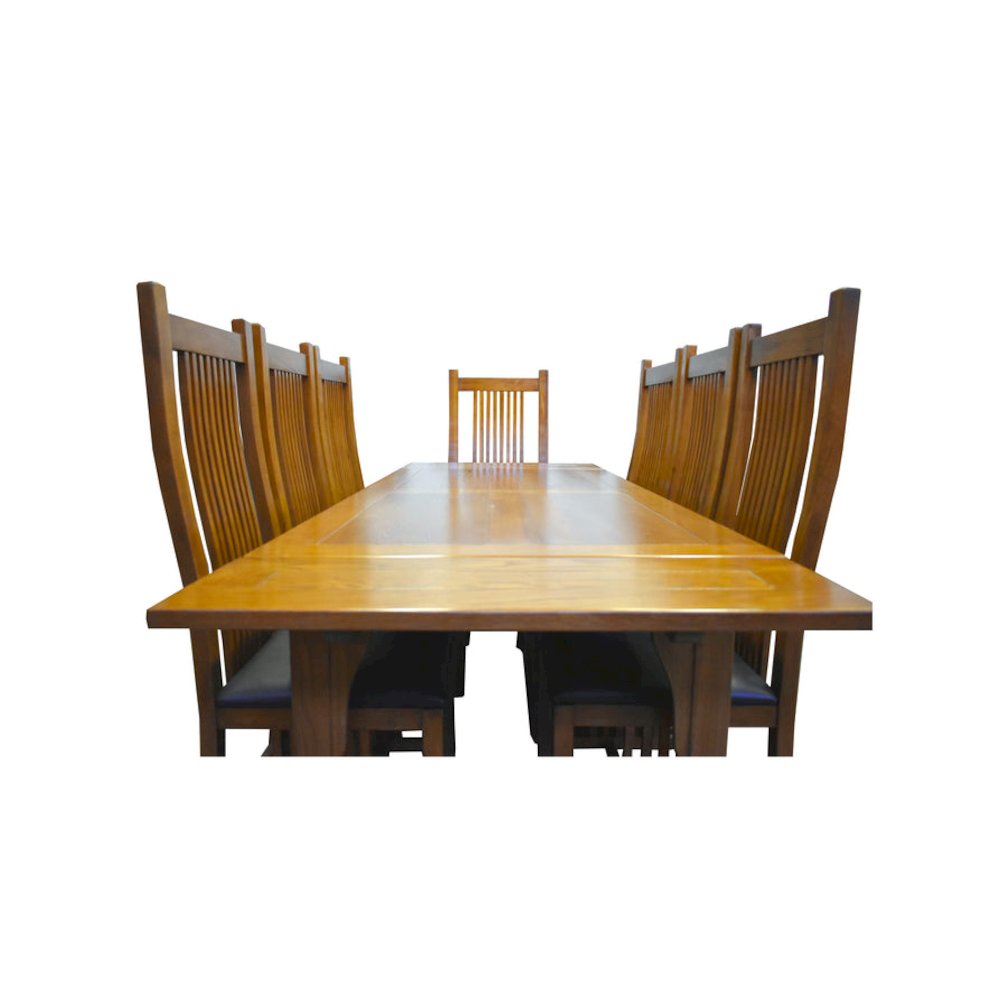 Mission Style Oak Stow Leaf Dining Table - Michael's Cherry. Picture 3