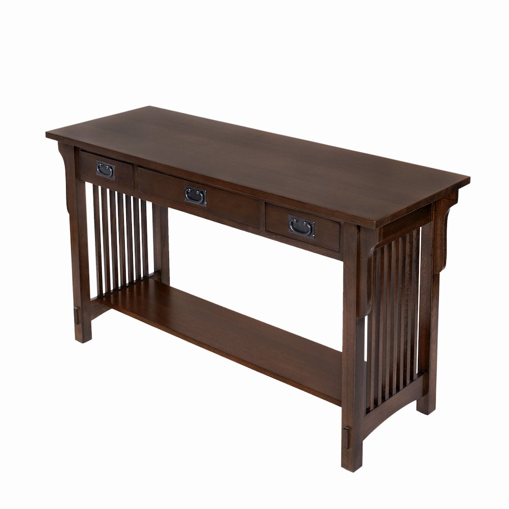 Mission 3 Drawer Crofter Style Console Table - Walnut. Picture 2