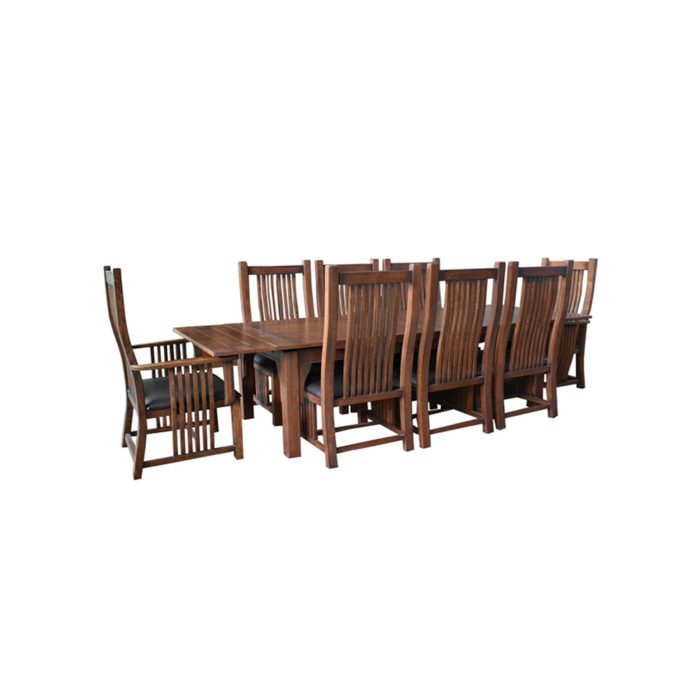 Mission Stow Leaf Table & High Back Chair Dining Set - Walnut. Picture 1