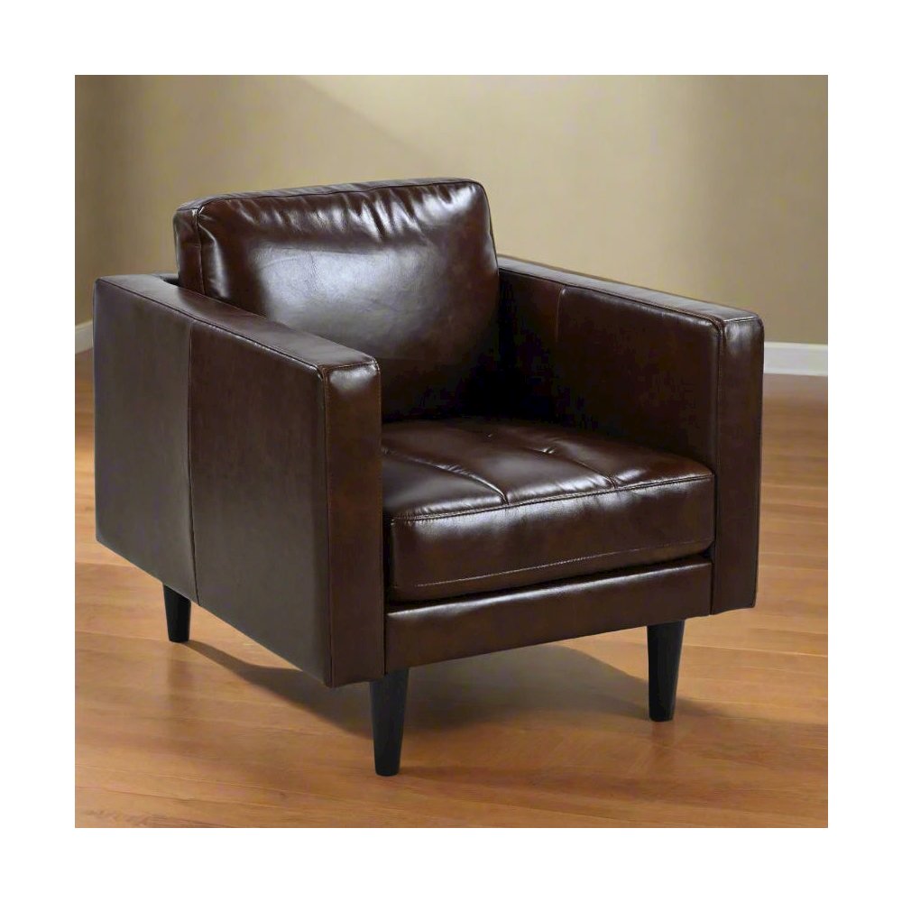 Philippe Top Grain Leather Arm Chair - Chocolate Brown. Picture 1