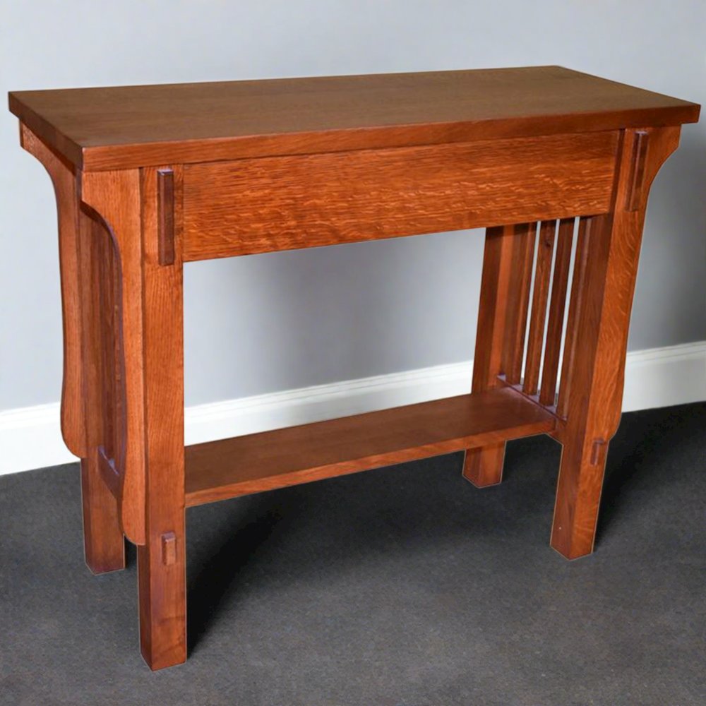 Arts & Crafts Crofter Console Table - Michael's Cherry. Picture 2