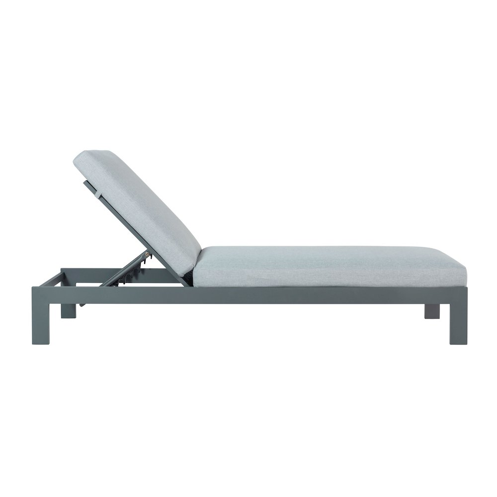 Sardinia Outdoor Chaise with Aluminum Metal Frame - Gray. Picture 3