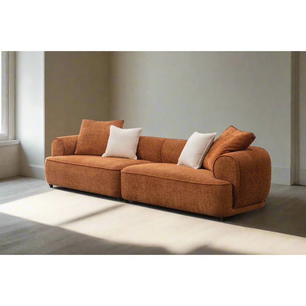 Sunset Collection Mid-Century Modern 4-Seater Fabric Sofa – 118". Picture 6