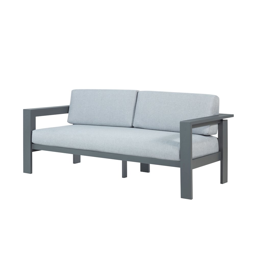 Sardinia Aluminum Frame Outdoor 74" Love seat / Sofa - Gray Cushions. Picture 1