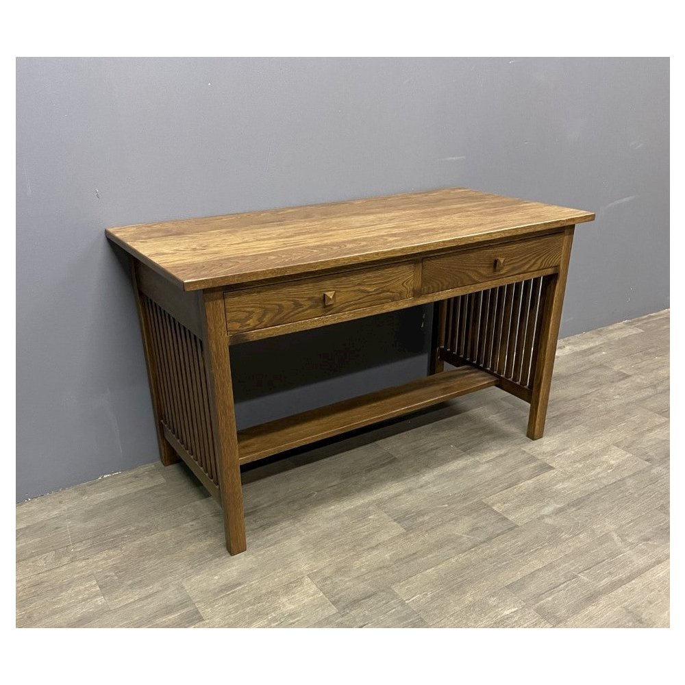 Mission / Arts and Crafts Solid Oak Writing Desk - 50 Inch - Walnut. Picture 2