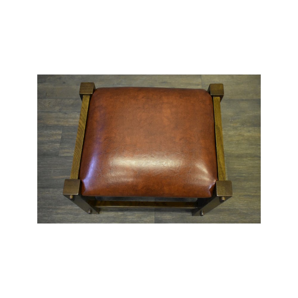 Mission Spindle Stool - Quarter Sawn Oak & Leather - Walnut. Picture 2