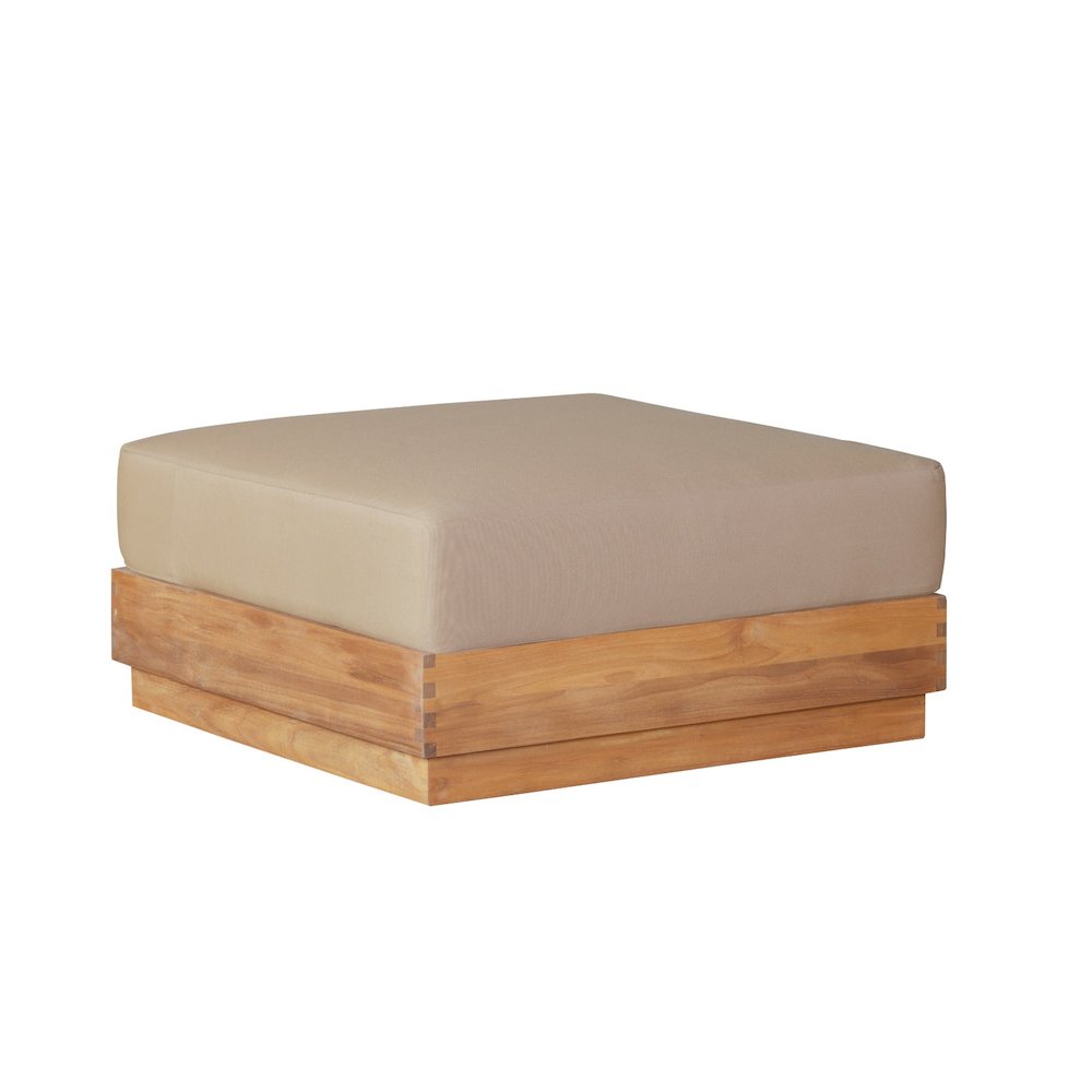 Imperial Grove Outdoor Solid Teak Wood Ottoman Upholstered Cushion. Picture 2