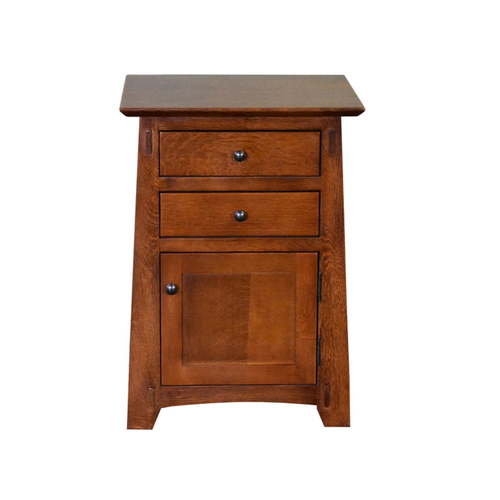 Mission Style Tapered Leg 2 Drawer Nightstand - Michael's Cherry. Picture 2